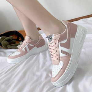 Giày vải canvas mũi tròn thắt dây thoáng khí thoải mái trẻ trung sành điệu