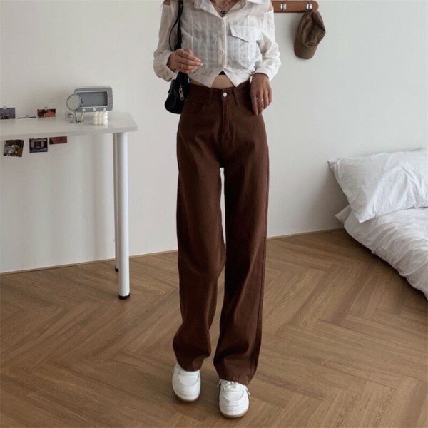 Quần jeans nữ kaki ống rộng xuông loe đứng, Quần bò cạp cao hottrend - Image 6